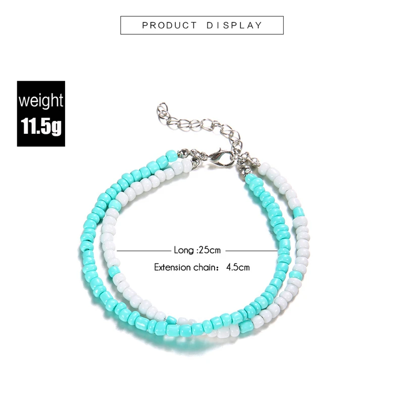 Новый темперамент синий модный ретро браслет на ногу Дамский бисерный Богемский