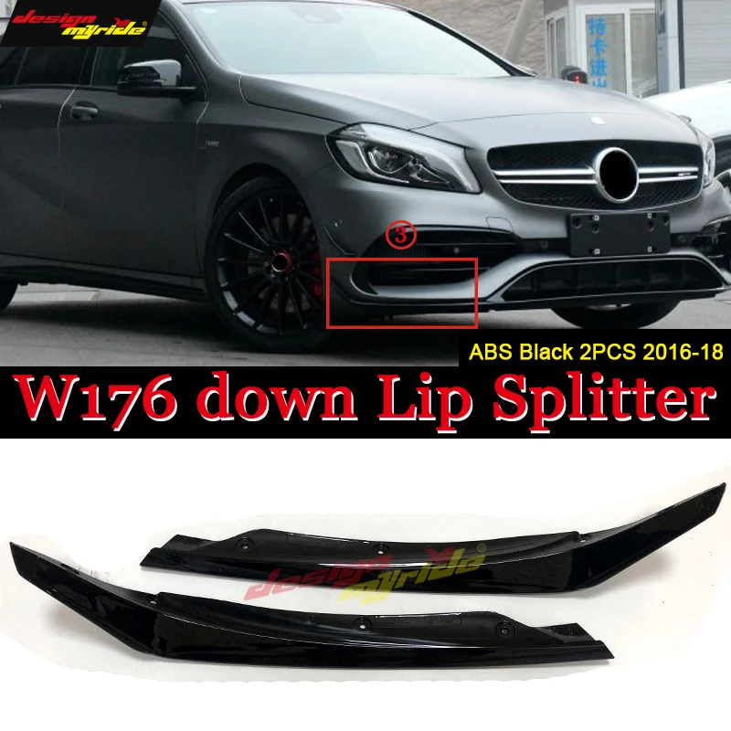 Для Mercedes W176 A Class Sport сплиттеры переднего бампера ласты Brows Aero ABS глянцевый черный