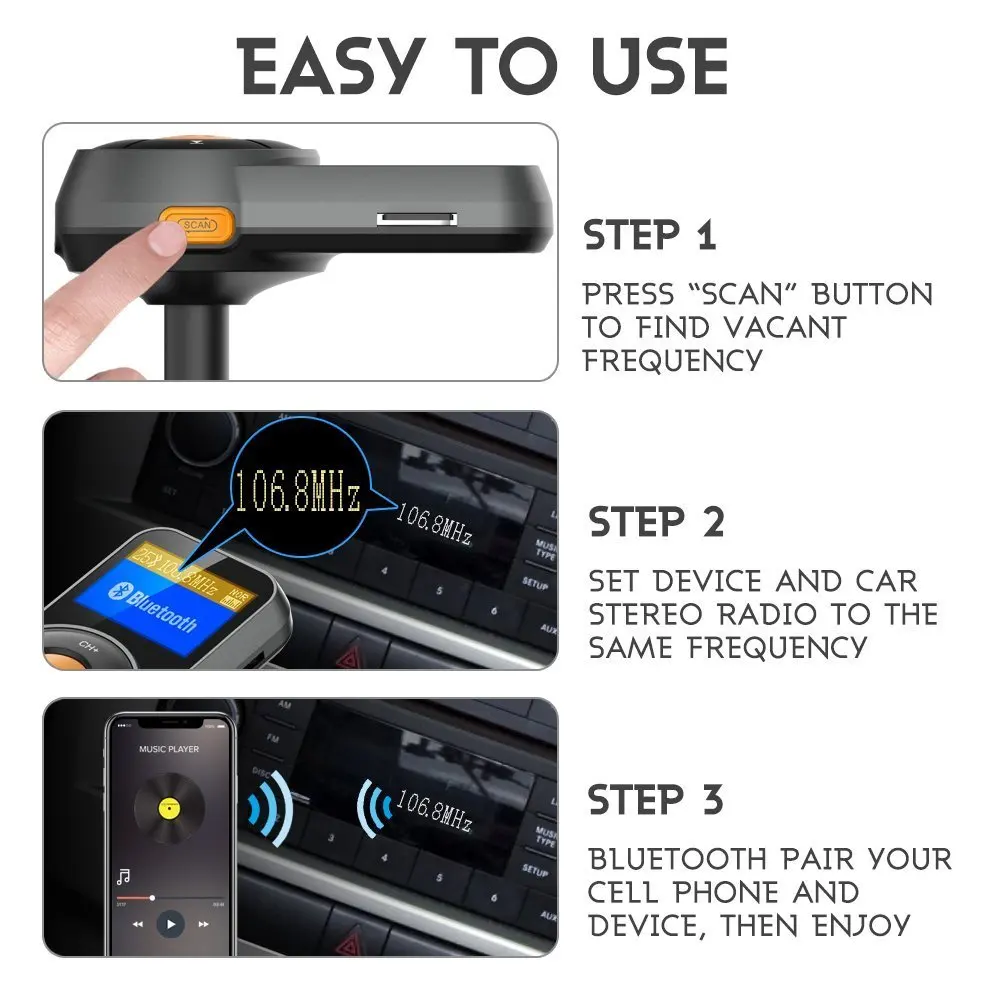 Автомобильное зарядное устройство FDOMAIN QC3.0 комплект громкой связи с Bluetooth