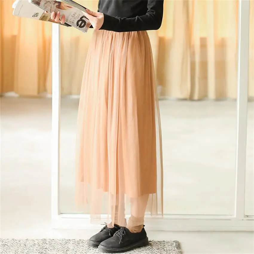 2018 Women's Skirts Korean Punk Kawaii Ulzzang High Waist Perspective Tutu Long Skirt Female Japan Harajuku Button For Women | Женская