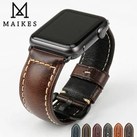 maikes vintage genuine leather band accessories for apple watch strap 45mm 41mm 44mm 40mm 42mm 38mm series 7 6 iwatch watchbands