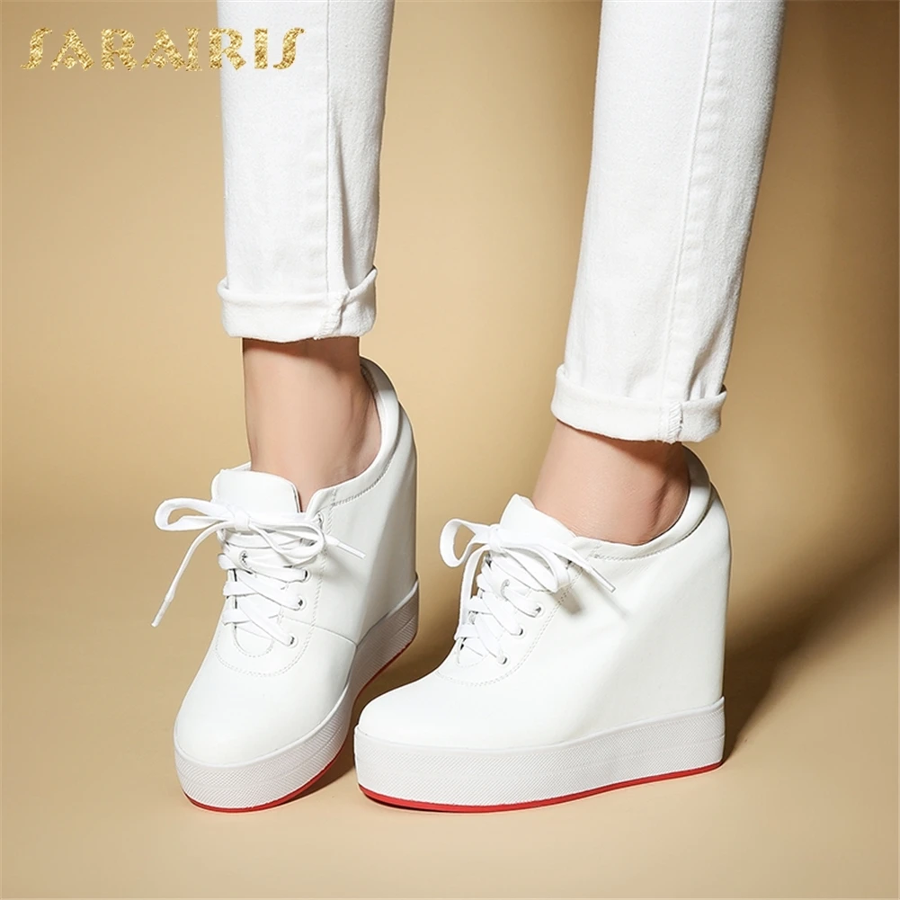 SARAIRIS/; женская обувь на шнуровке из коровьей кожи; женские туфли на платформе, увеличивающие рост; женские туфли из вулканизированной кожи; большие размеры 31-40