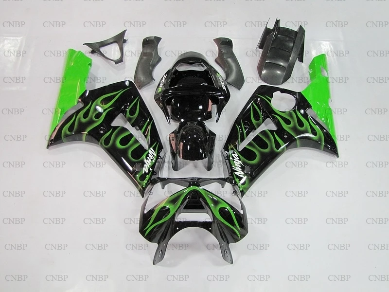 Ninja Zx 6r 2003 2004 Обтекатель Zx6r обтекатель Наборы ниндзя Черный Зеленый каркас