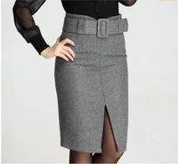 new fashion autumn winter 2019 plus size high waist skirt saias femininas casual woolen midi pencil skirt women skirts clothes