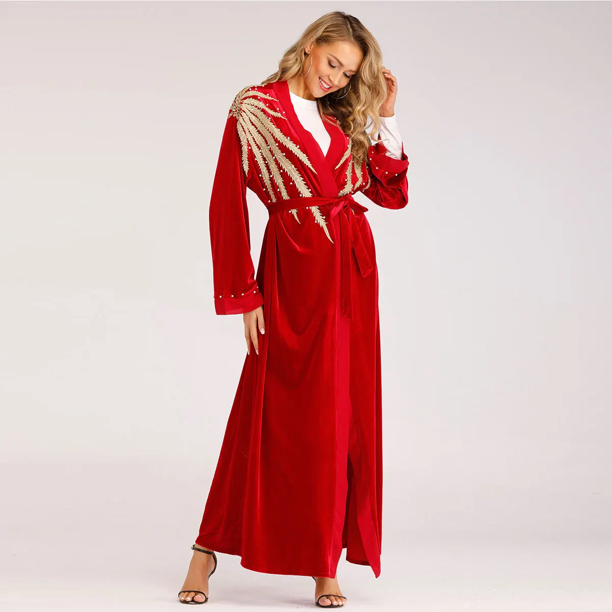 Кардиган с жемчужинами abaya кардиган длинными рукавами в мусульманском стиле