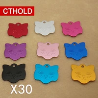 cthold 30pcs cat face personalized dog tag handmade aluminum pet id tag for dog puppies colorful name tags for cats kitten plate