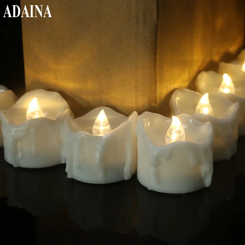 12 шт./упак. успокаивающее обету Свечи желтый мерцания LED Tealight с Таймер мигает fameless