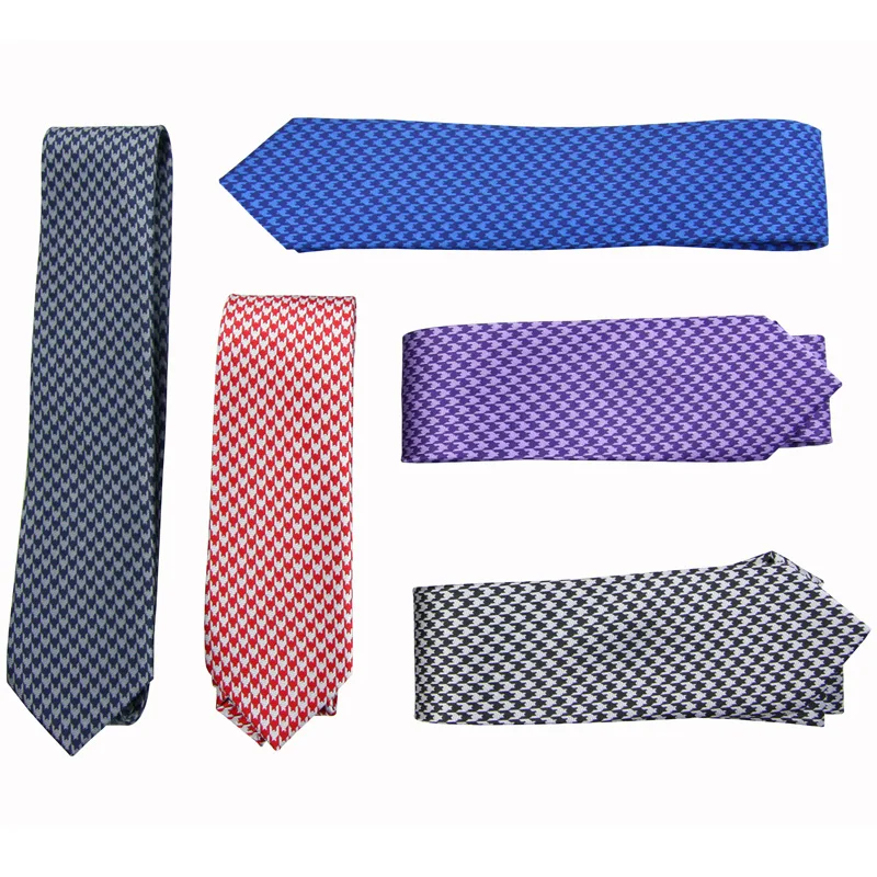 Brand New Fashion Designer Jacquard Houndstooth Skinny Slim Necktie Swallow Gird Narrow Tie Microfibre Nano Waterproof Men Gift |