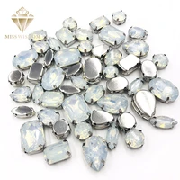 free shipping 50pcs white opal resin mixed shape mixed szie flatback sew on rhinestones diy handicrafts accessories