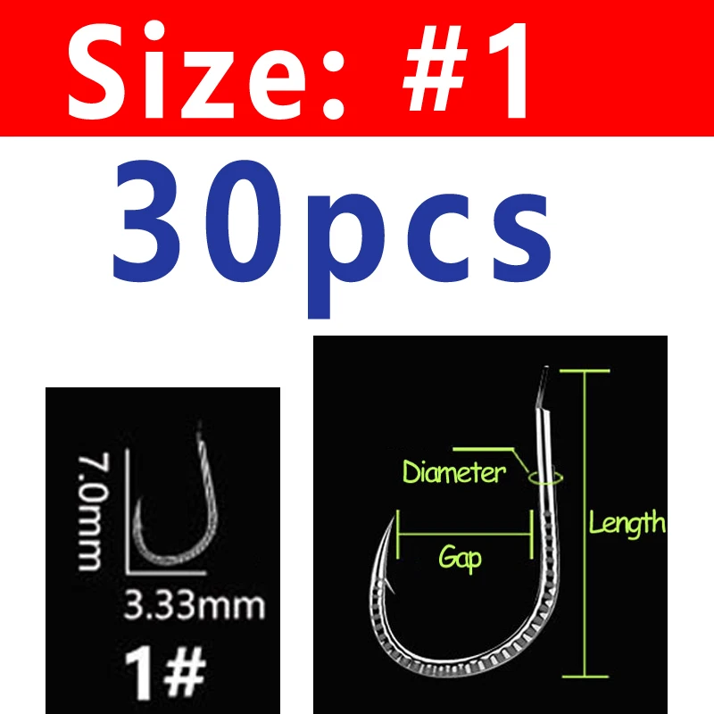 Size 1 30pcs Wifreo 30PCS Silver Color Strong Carp Fishing Hook Barbed Dragon Scale Fish Hook Size 1~ Size 13 Herring Grass Carp Hooks - Цвет: Size 1 30pcs