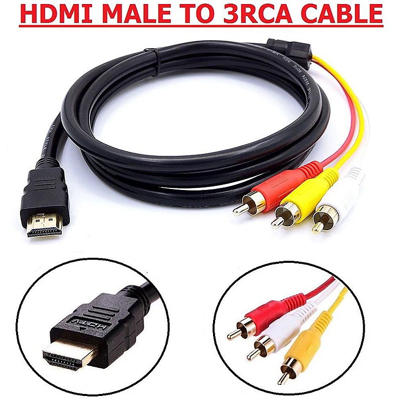 Адаптер HDMI 3 RCA для Видео Аудио AV кабеля со штекером к стереомагнитоле ТВ
