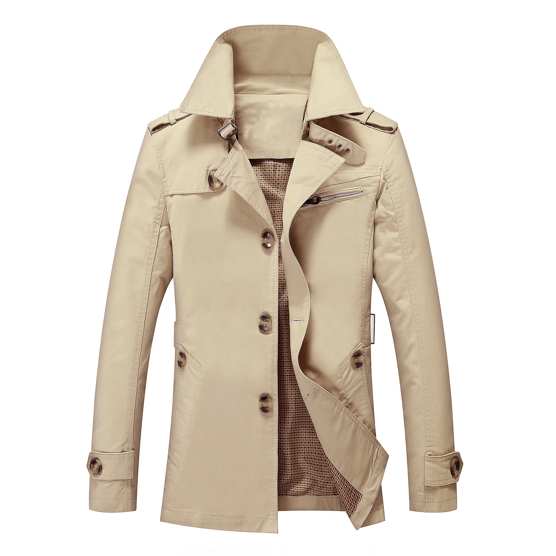 

Mens Khaki Jackets 2018 Autumn Mens Wear Spring Style Medium Length Thin Long Jacket Men Wash Jacket Plus Size
