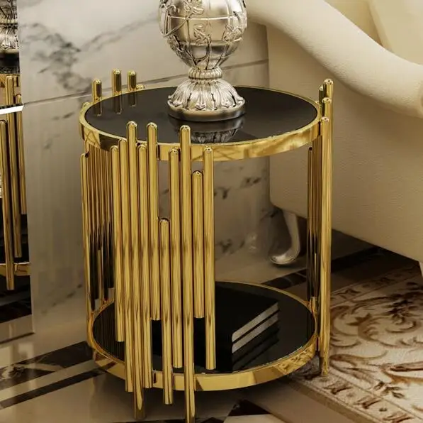 Современный маленький чайный столик из закаленного стекла черный белый уголок