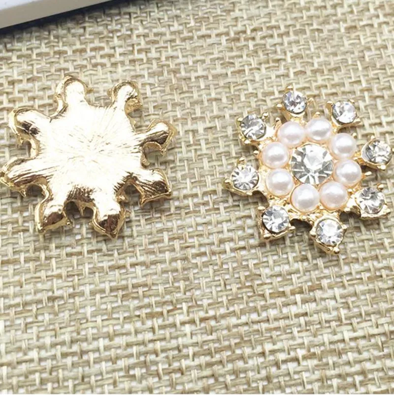 

24 MM 20Pcs/Lot Peals Decorative Buttons Crystal Pearl Flower Center Alloy Flatback Rhinestone Buttons Craft Supplies MYQB029