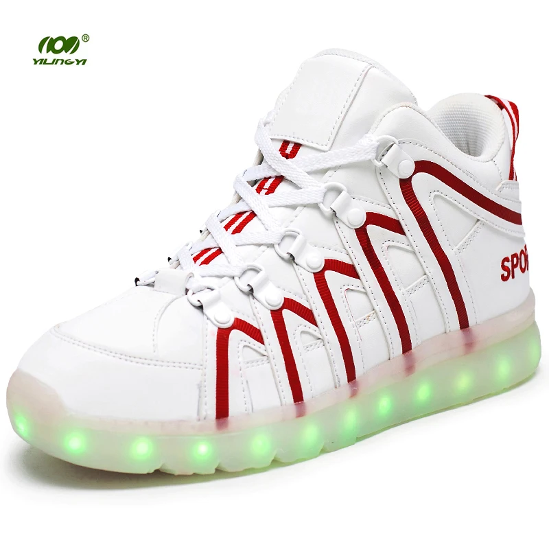 Свет Кроссовки светящиеся Обувь USB Зарядное устройство с загорается СВЕТОДИОД