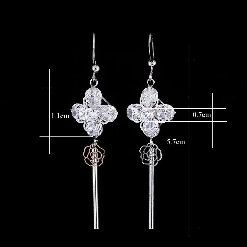 Женские серьги подвески Manxiuni boucle d'oreille femme pendante длинные с кристаллами