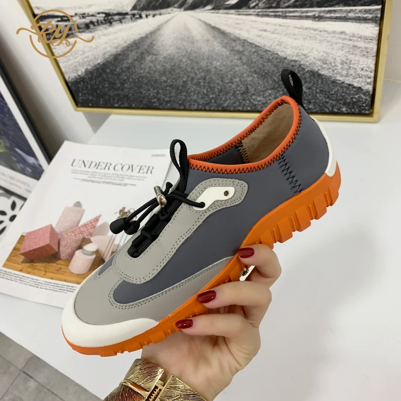 Женские кроссовки из натуральной кожи на платформе для повседневной носки лето