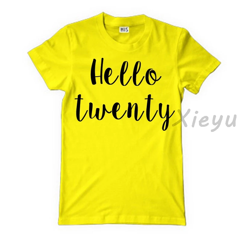 Футболка с надписью Hello twenty хлопковая модная хипстерская футболка унисекс много