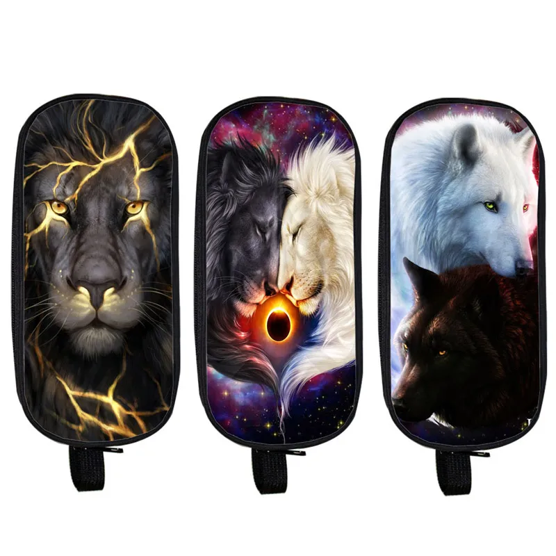 Крутой Galaxy Lion Wolf кошелек для девочек, пенал, Детская сумка на подарок, детский чехол, школьные принадлежности для мальчиков и девочек, чехлы для макияжа