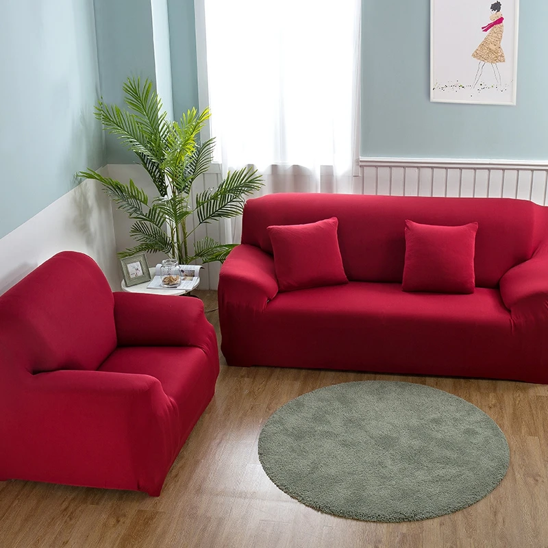 Blue/Pink/red/black/purple Color Solid Sofa Cover Spandex Modern Elastic Polyester Couch Slipcover Chair Furniture Protector