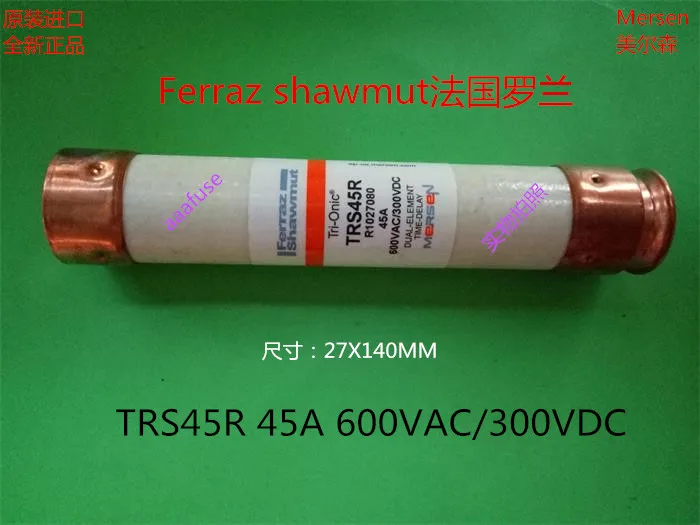 

Mersen, TRS45R Ferraz, Франция, 27x предохранитель с задержкой мм, 5 шт.
