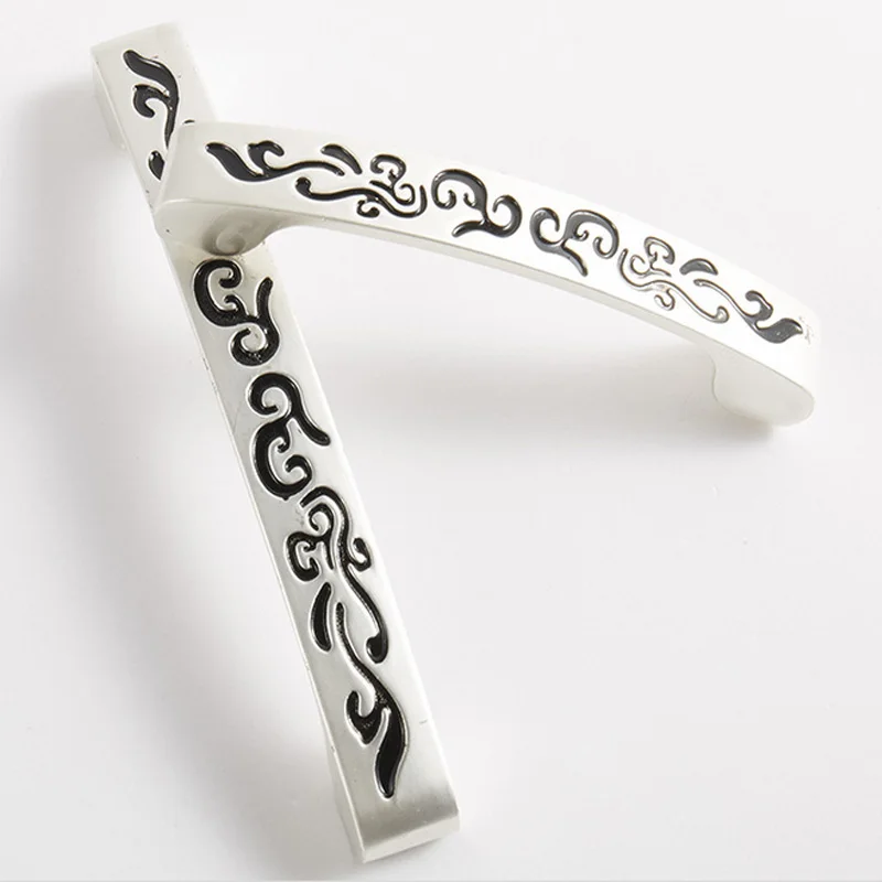 Ручка резная из цинкового сплава Современная серебристая ручка 5 дюймов 128 мм для