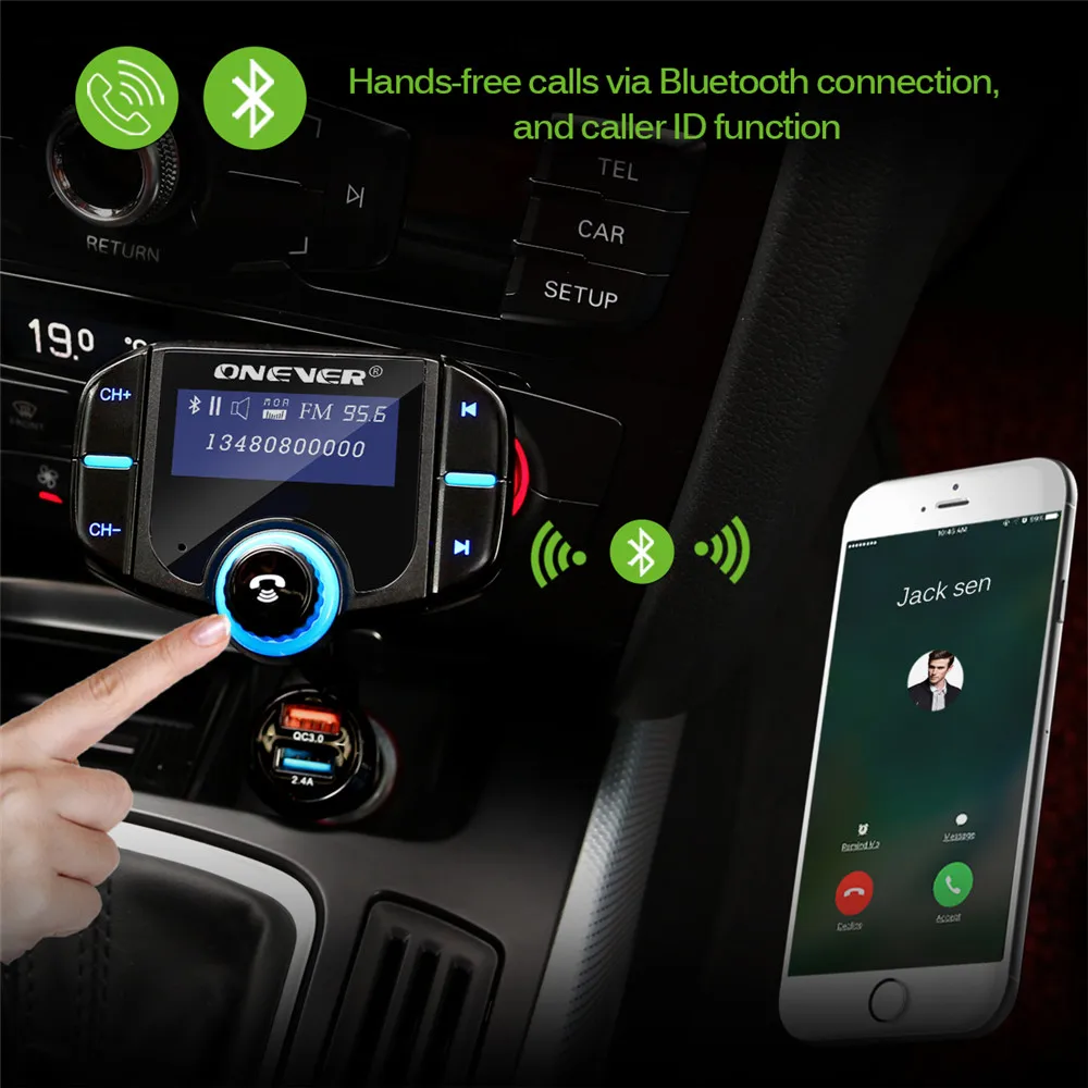 ONEVER Универсальный Авто Автомобильный MP3 плеер fm передатчик Беспроводной громкой