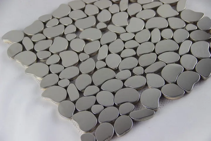 11pcs pebble metal stainless steel mosaic tile kitchen backsplash bathroom wallpaper shower background fireplace decorative |