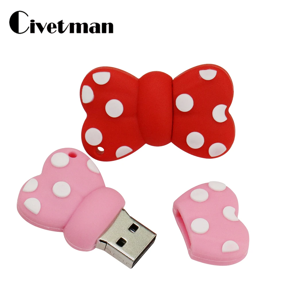 128 ГБ USB флеш накопитель мультфильм бант для кошек 8 Гб оперативной памяти 16