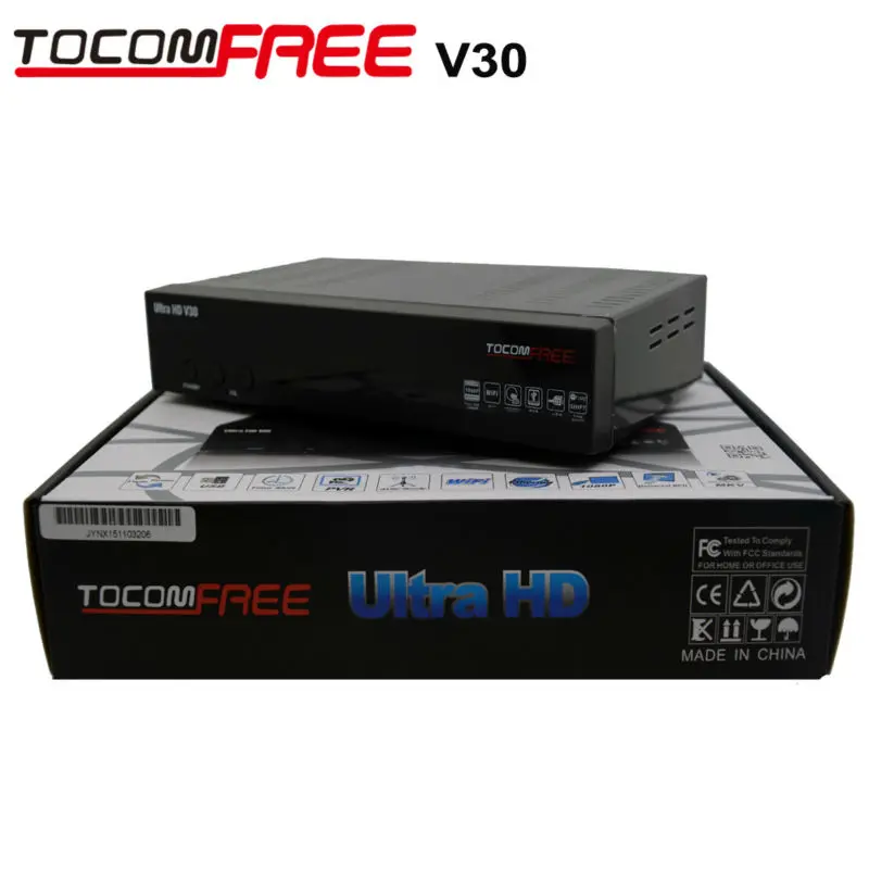 Receptor satellite Digital FTA TOCOMFREE Ultra HD V30 Full HD 8PSK+ cccam newcamd Twin Tuner ATSC