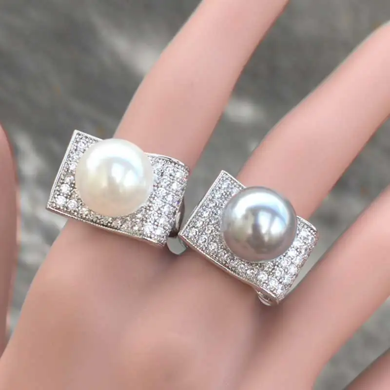Женские жемчужные кольца CSJ круглый искусственный белый корпус большие для