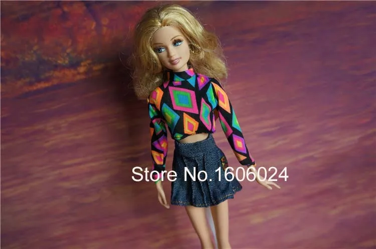

6Set/Lot Free Shipping Casual Clothes Denim Suits For Doll Mixed Styles Clothing Sets For 30cm Girl Dolls Girl Best Gift