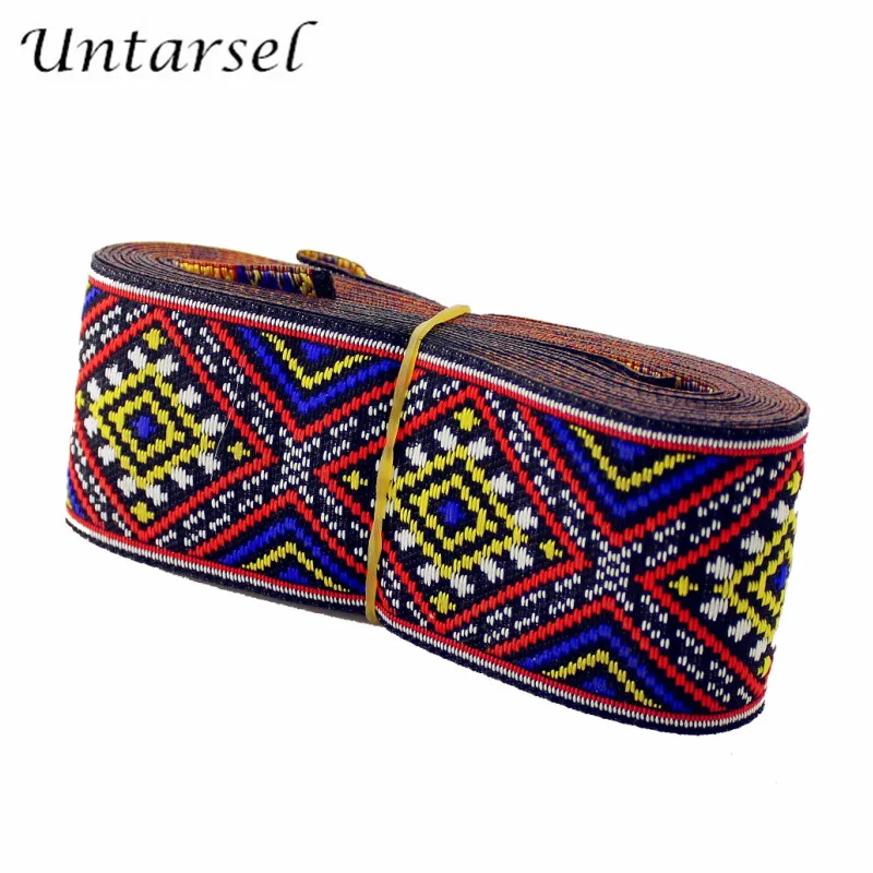 2"(50mm)width colorful ethnich fabric ribbon luxury braid webbing jacquard lace handmade craft clothes sewing tape | Дом и сад