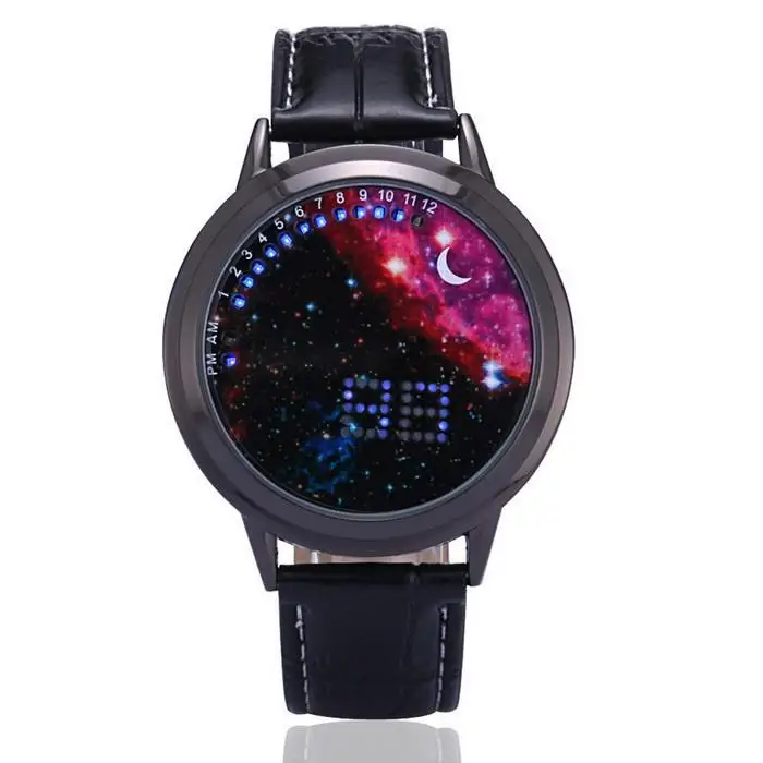 Часы Для мужчин модные Универсальные мужские Космос принт цифровые со
