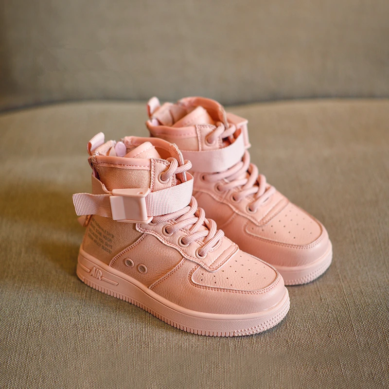2018 Осенняя детская спортивная обувь с высоким берцем для маленьких девочек