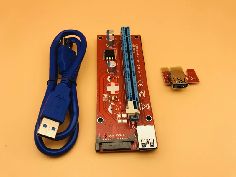 PCI E Express 1x к 16x Riser Card 60 см USB 3 0 кабель SATA питания PCIE 007 для Биткоин майнинга BTC