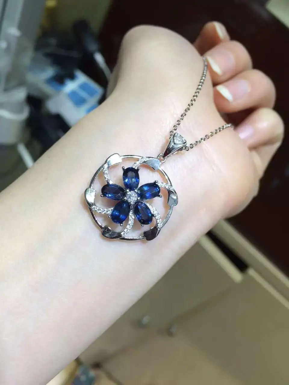 Collares Qi Xuan_Dark Blue Stone Модный кулон ожерелье _ Real Necklace_Quality guaranted_производитель прямых