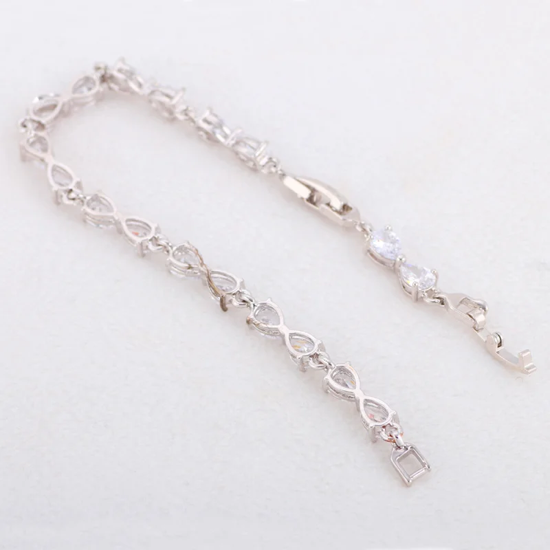 Ayowei Романтический в виде капли воды белый браслет с цирконием серебро высокое