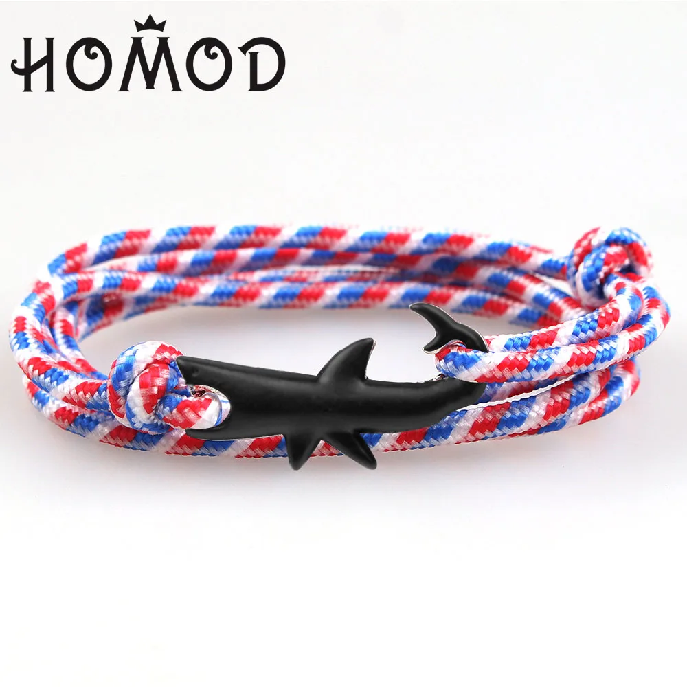 

Homod Fashion Bracelet Men Shark Anchor Bracelets Charm Chain Rope Women Bracelet Anchor Hooks Jewelry Male Wrap Sport pulseras