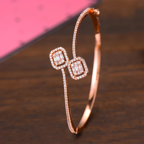 Rose Gold GODKI весенний трендовый роскошный Штабелируемый массивный браслет для женщин свадебный полный кубический циркон Кристалл CZ Дубай серебряные браслеты - Окраска металла: Rose Gold