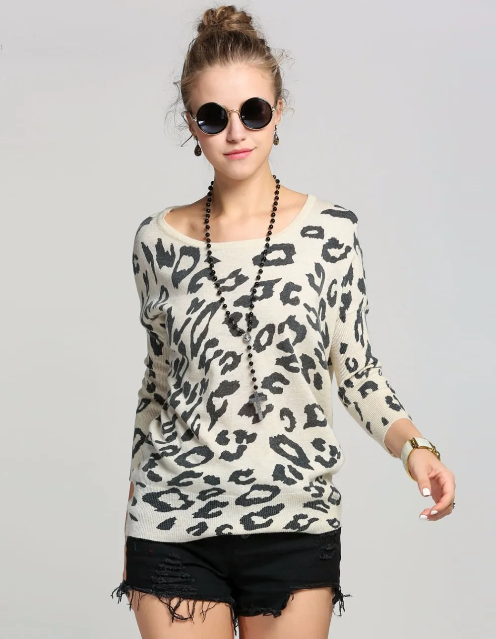 New Высокого Качества Женщины Свитера Мода Длинным Рукавом Печати О-Образным