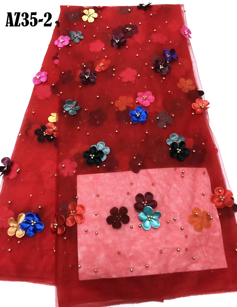 3D Flower High Quality Lace Fabric African Blush Pink Applique Embroidery For Dresses ZA186-2 | Дом и сад