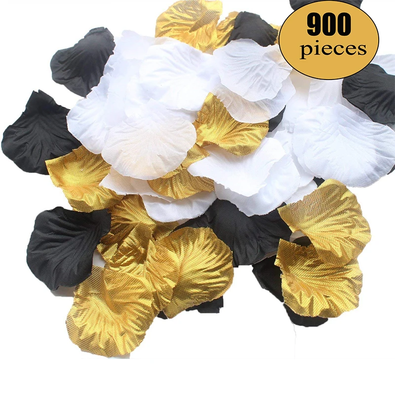 900 шт. смешанные золотые черные белые Искусственные Шелковые Розы лепестки
