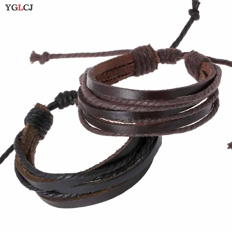 

Vintage Twine Bracelet Genuine Two-Color Leather Bracelet Bracelet Men'S Jewelry Jewelry Rope Woven Bracelet Punk Jewelry