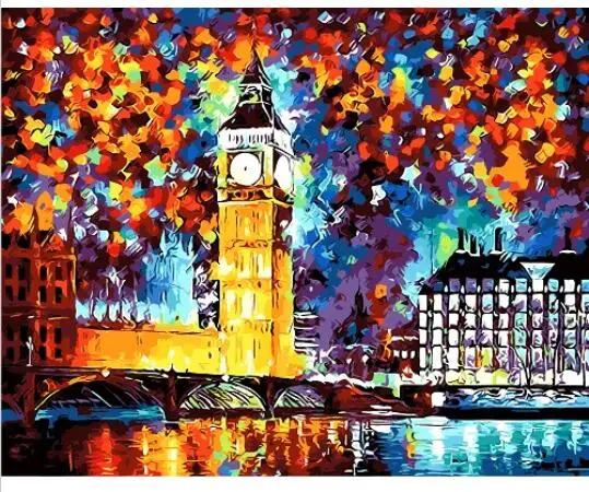 Цвет Города Весело Ручная роспись Маслом На Холсте Рисунок Живопись Wall Art|oil