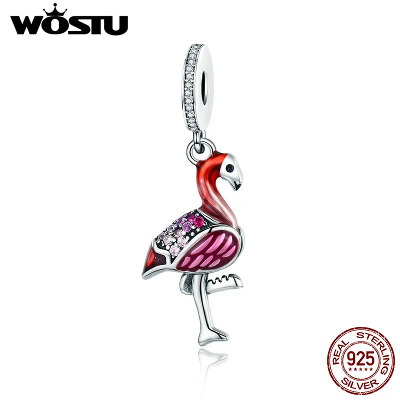 Подвеска-Фламинго из серебра 100% пробы с эмалью | Украшения и аксессуары