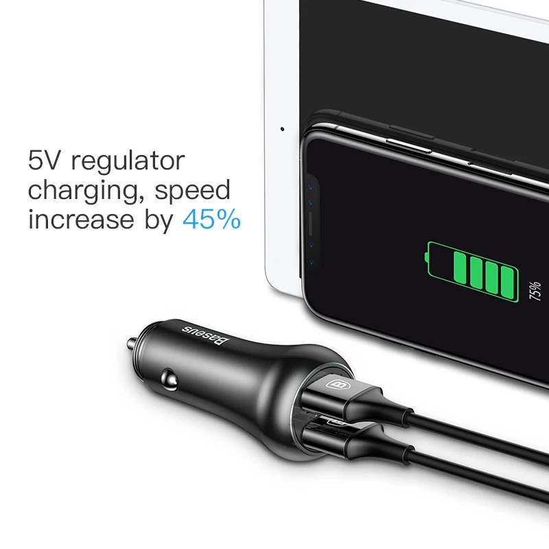 Быстрое зарядное устройство Baseus QC 3 0 автомобильное Turbo USB металлический мобильный