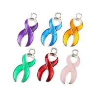 jakongo silver plated enamel hope ribbon cancer charms pendants for jewelry making diy handmade craft accessories 2311mm