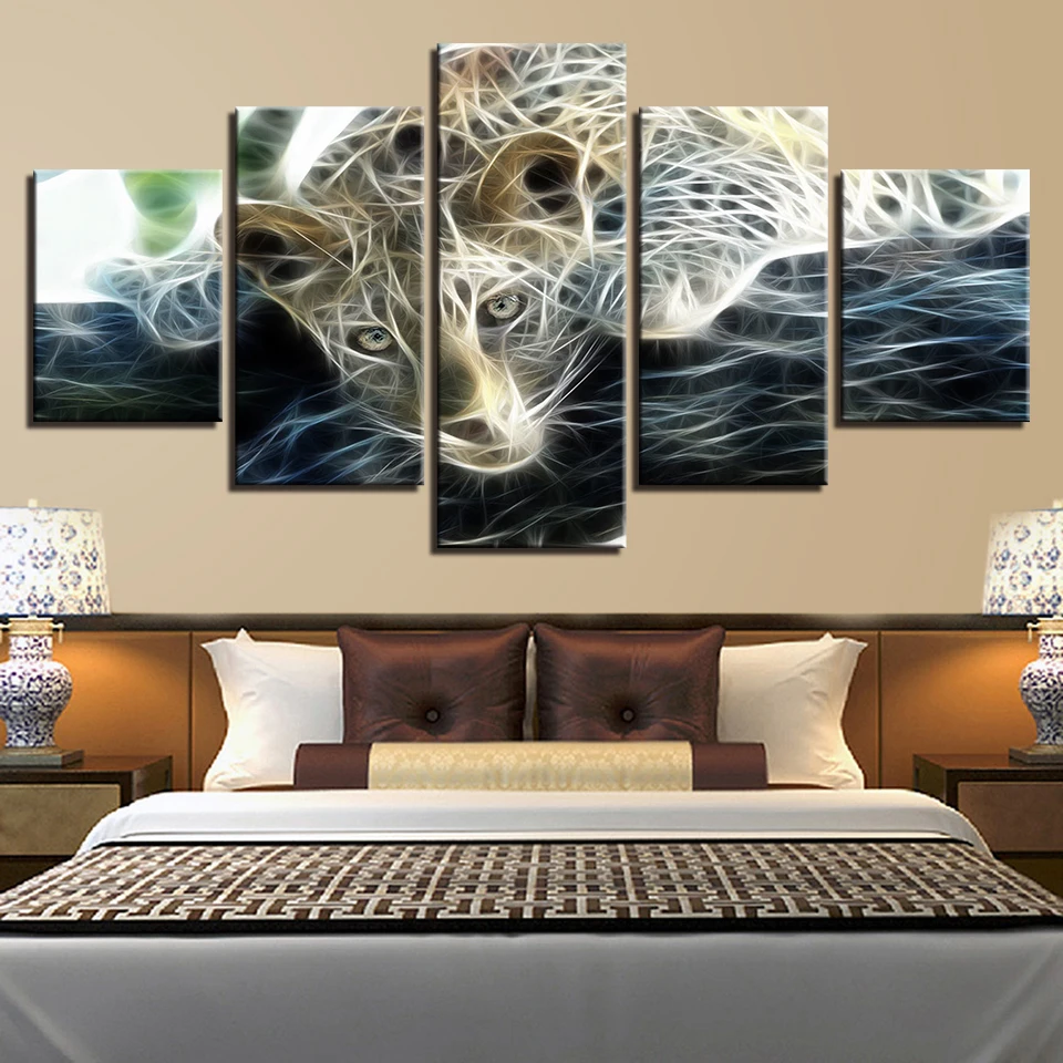 Принт с животными Гепард кошка собака медведь цветные картины постер настенный принт цвет 5 панель