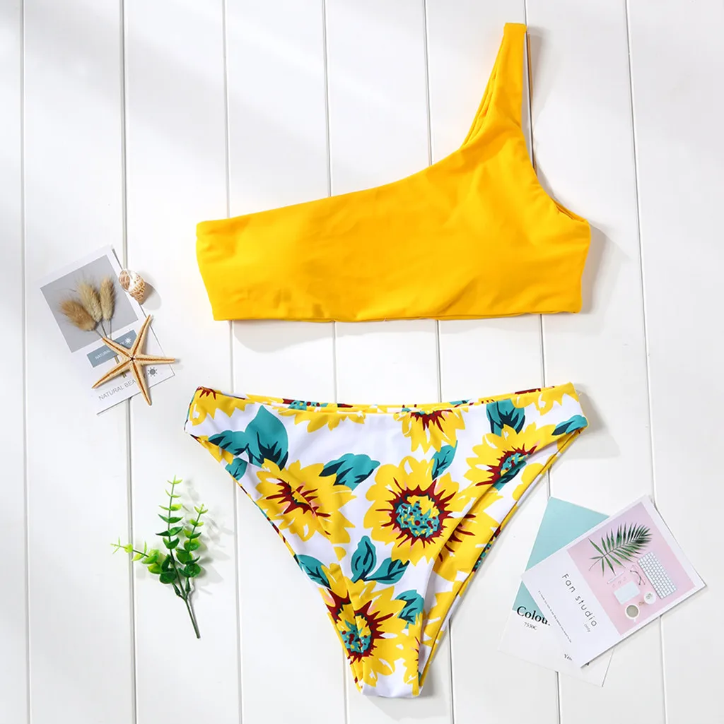 Женский купальник с подсолнухами SAGACE сексуальный бикини большого размера